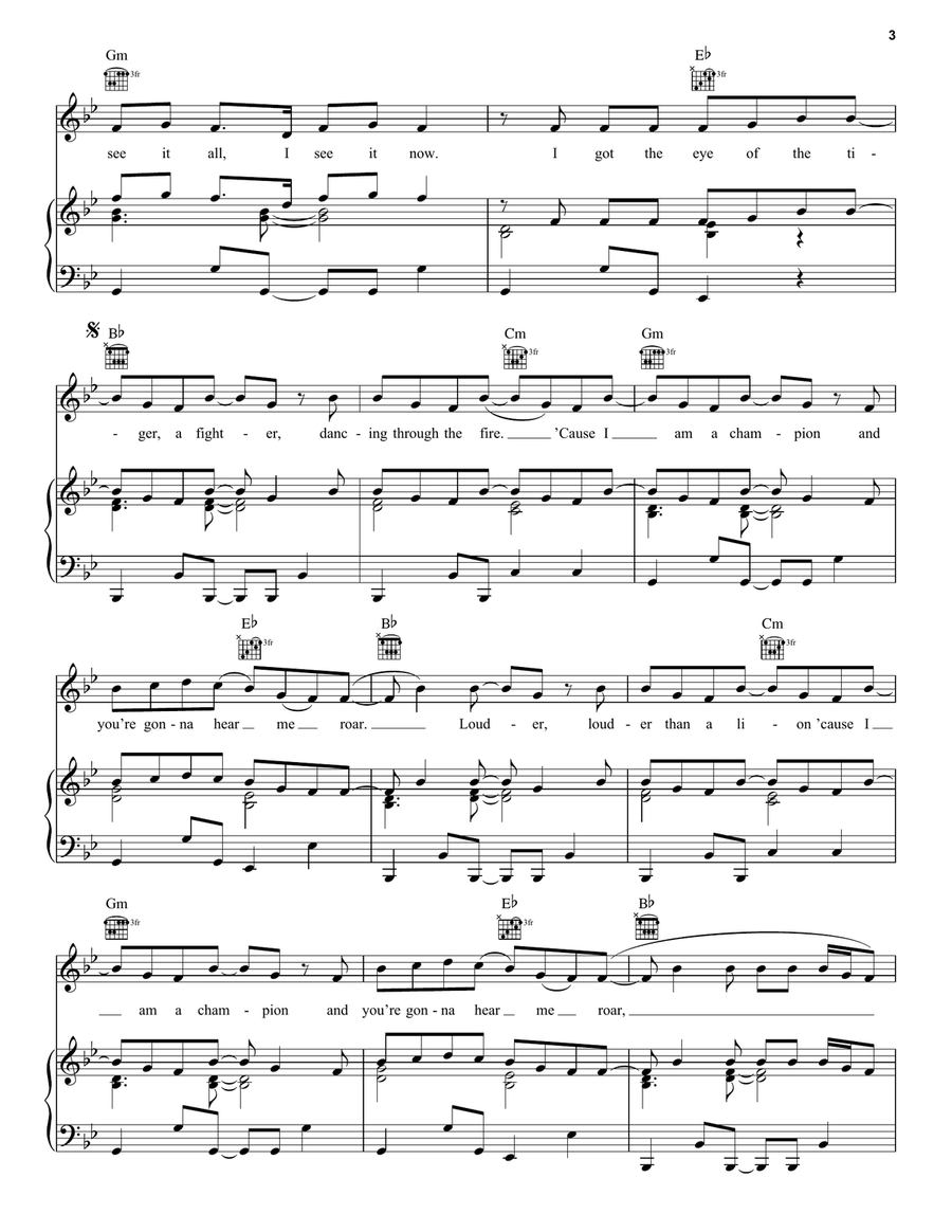 Roar Piano, Vocal, Guitar scores gallery preview page 3