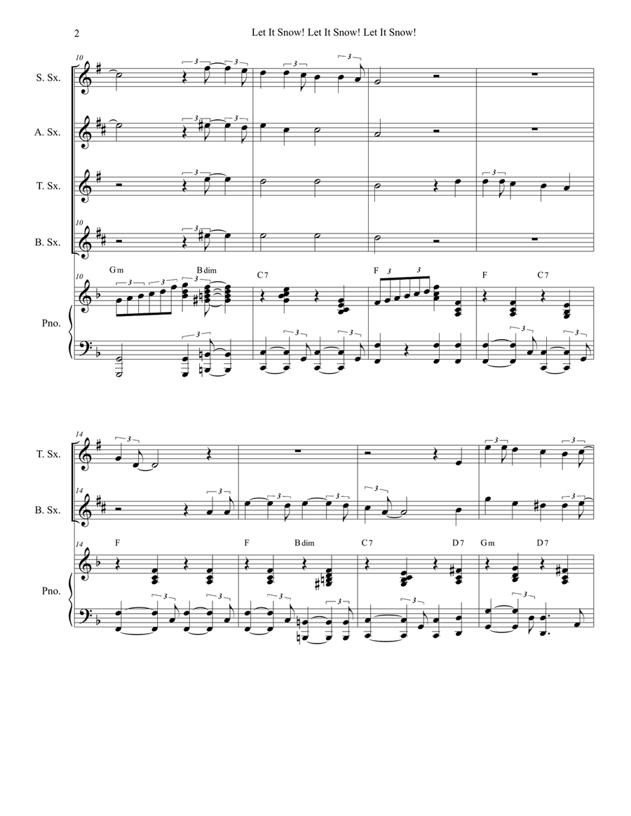 Let It Snow! Let It Snow! Let It Snow! Saxophone Quartet scores gallery preview page 2