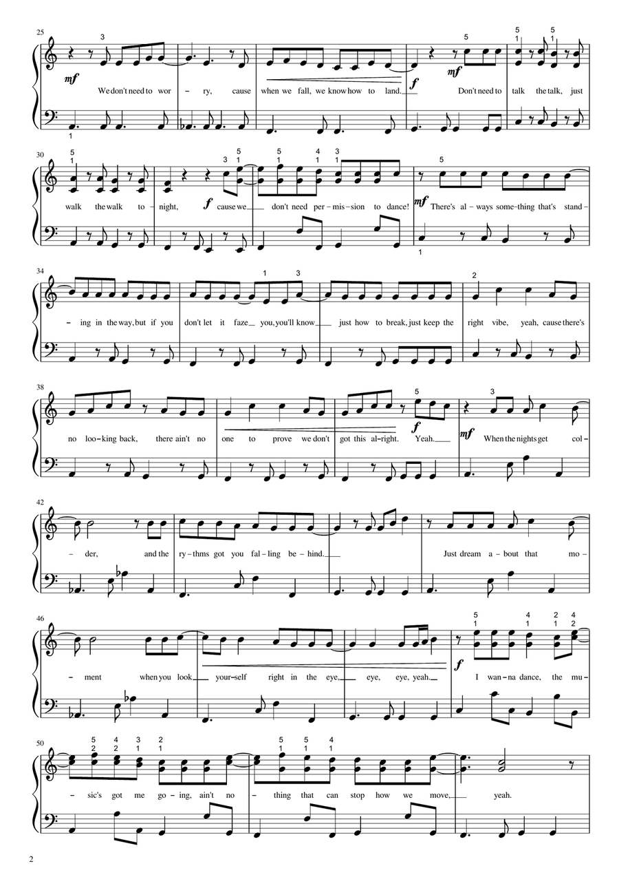 Permission To Dance Easy Piano scores gallery preview page 2