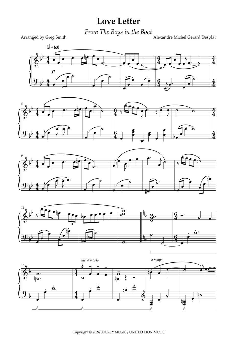 Love Letter Piano Solo scores gallery preview page 2