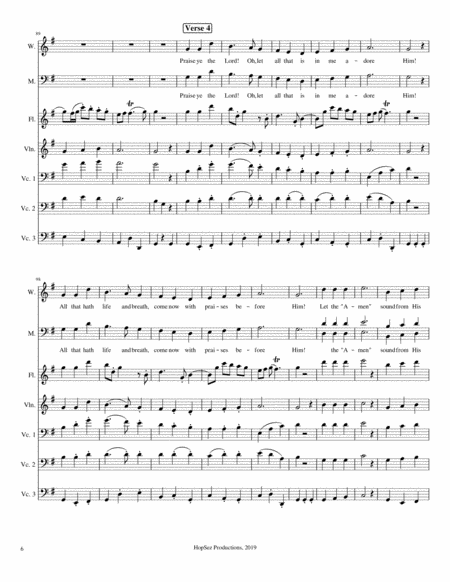 Praise To The Lord The Almighty - congregation, flute, violin, 3 cellos image number null
