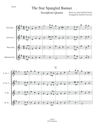 The Star Spangled Banner for Saxophone Quartet