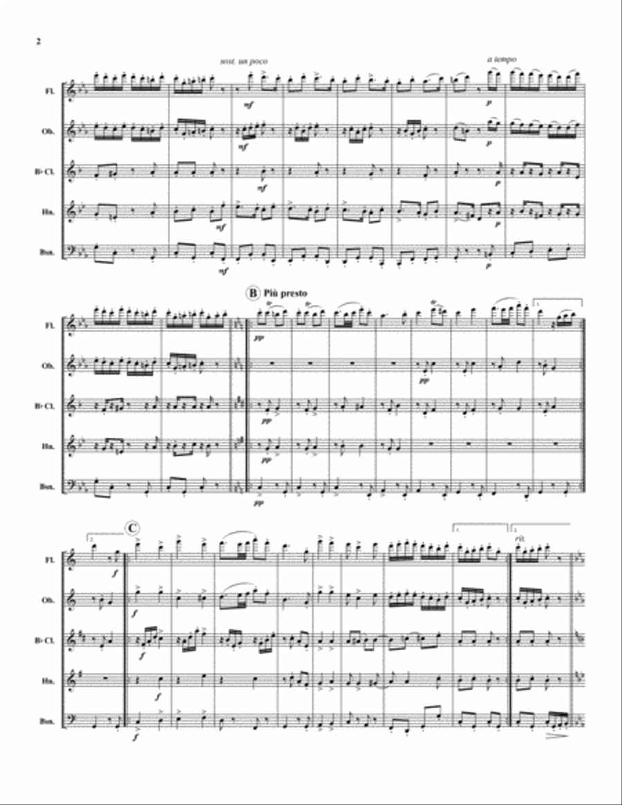 Three Hungarian Dances Woodwind Quintet scores gallery preview page 2