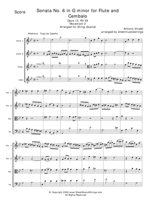 Book cover for Vivaldi, A. - Sonata No. 1 Mvt. 2 for String Quartet