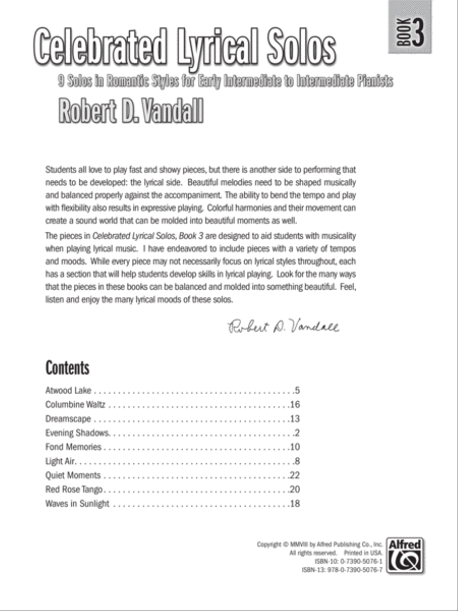 Celebrated Lyrical Solos, Book 3 Piano Solo scores gallery preview page 2