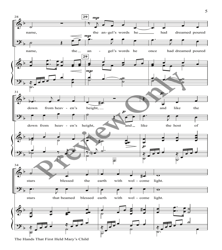 The Hands That First Held Mary's Child Orchestration 4-Part scores gallery preview page 4