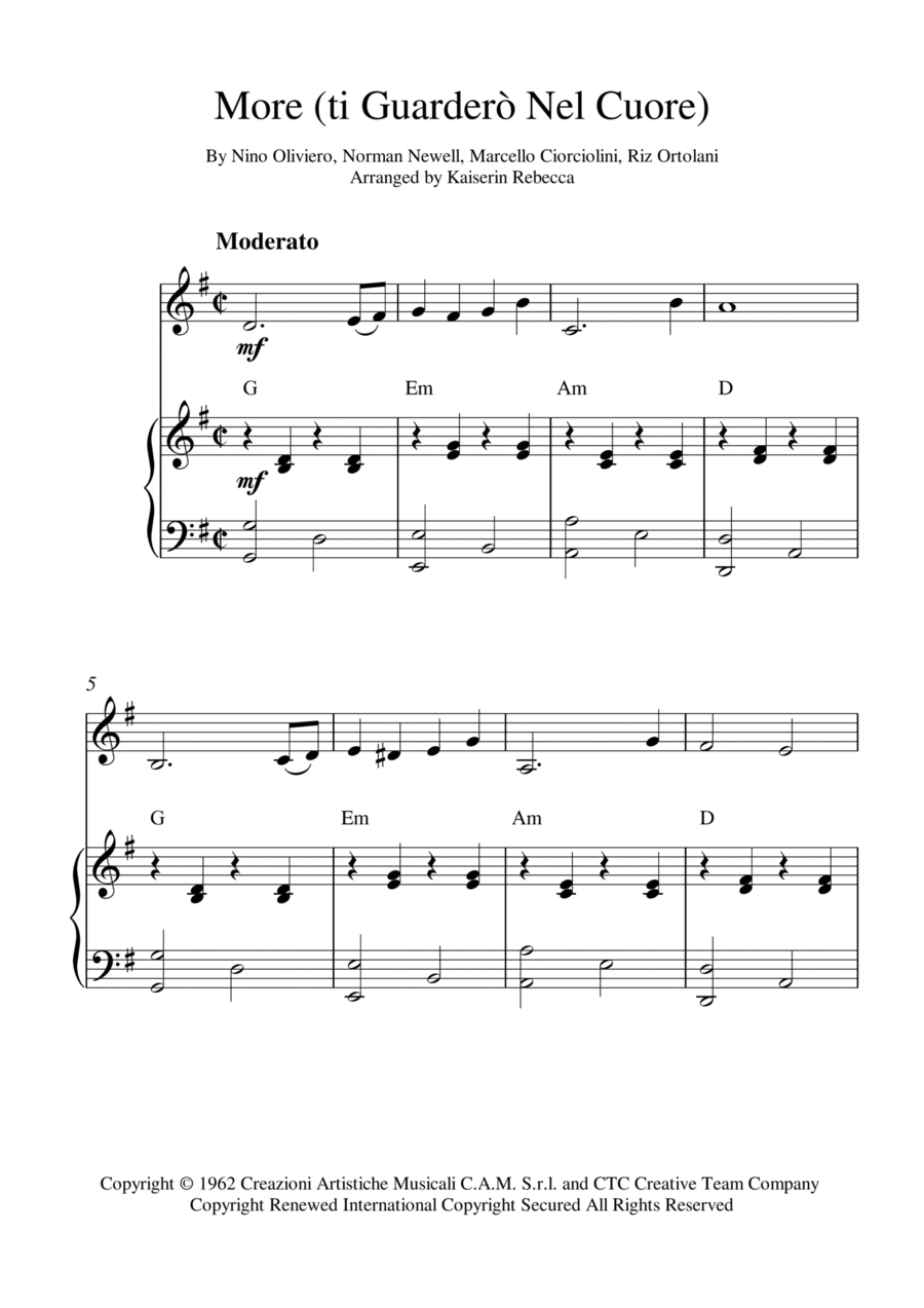More (ti Guarderò Nel Cuore) Violin Solo scores gallery preview page 1