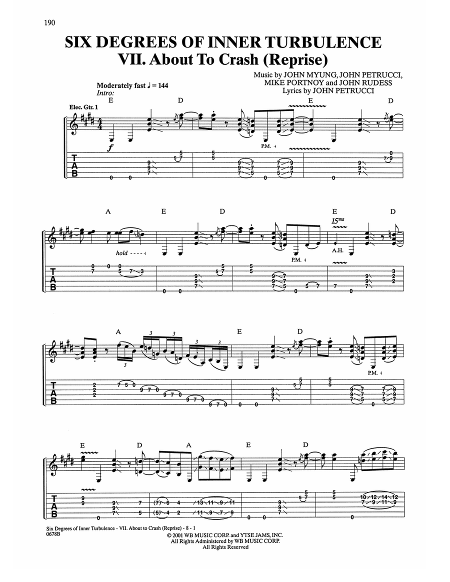 Six Degrees Of Inner Turbulence: VII. About To Crash (Reprise) Acoustic Guitar scores gallery preview page 1