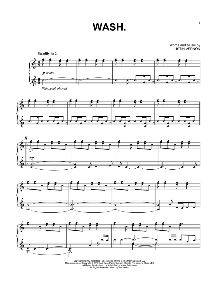 Wash. Piano Solo scores gallery preview page 1