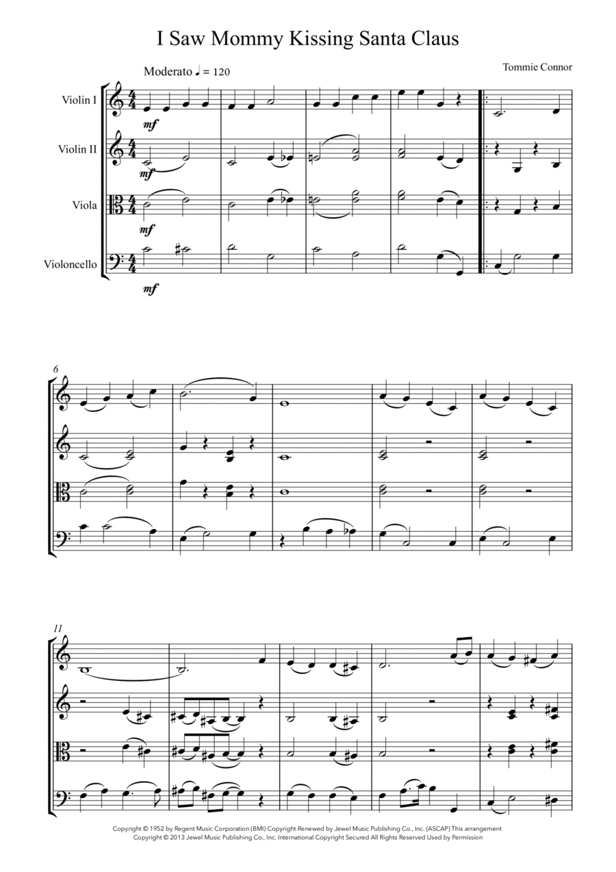 I Saw Mommy Kissing Santa Claus String Trio scores gallery preview page 1