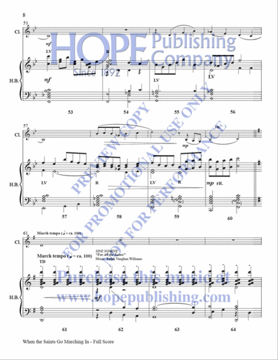 When the Saints Go Marching In Clarinet scores gallery preview page 9