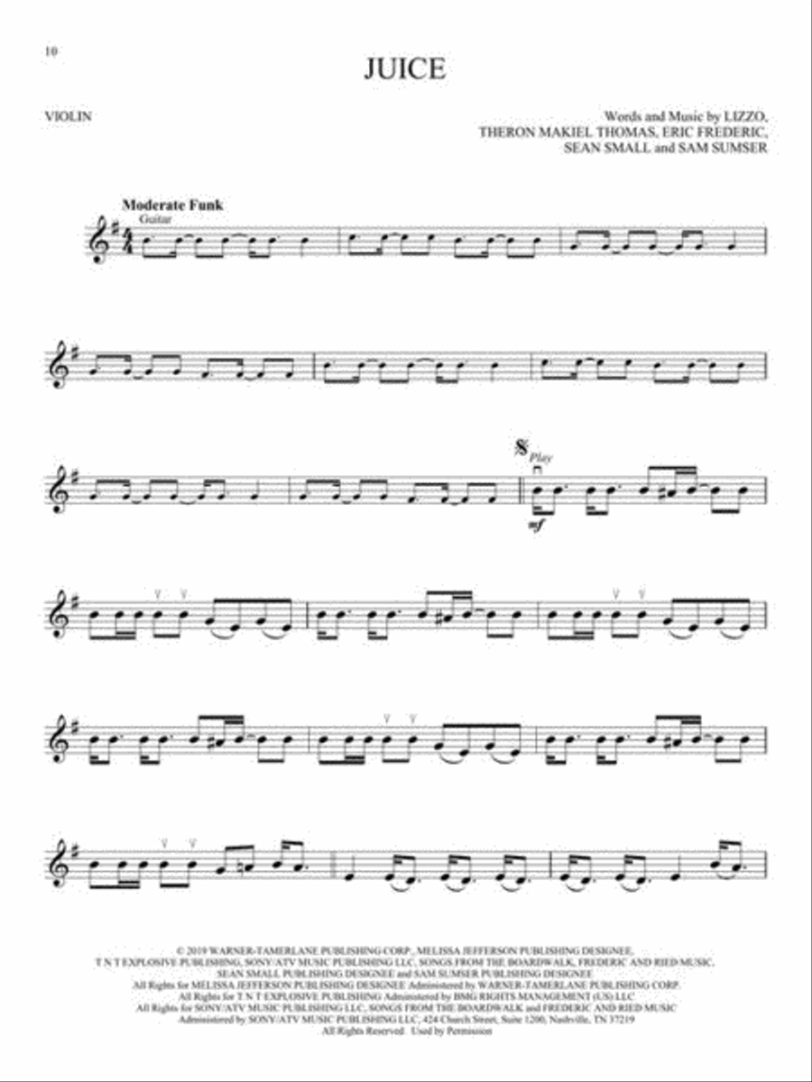 Lizzo - Cuz I Love You Instrumental Play-Along for Violin Violin Solo scores gallery preview page 4