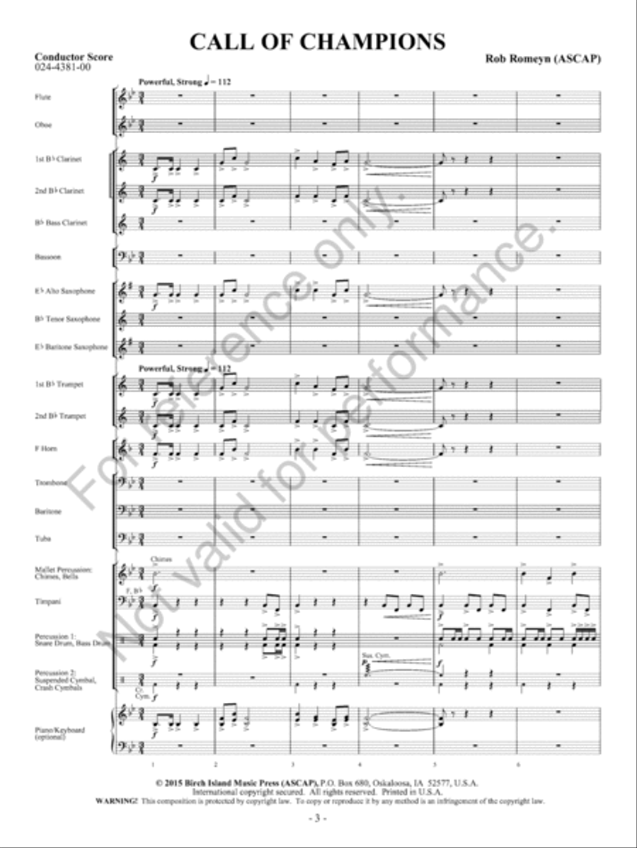 Call Of Champions Call Of Champions Concert Band scores gallery preview page 4
