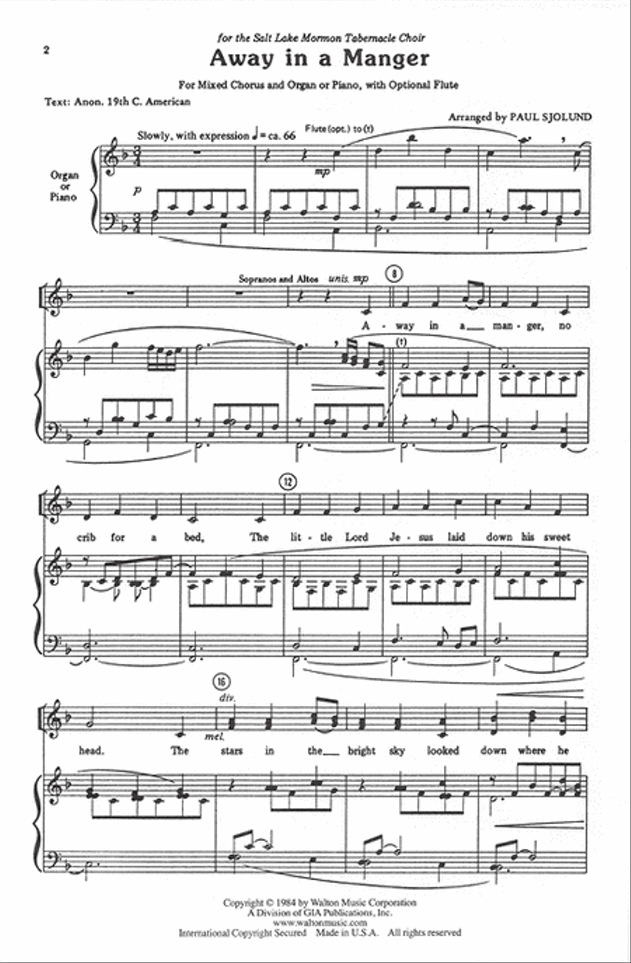 Away in a Manger - SATB 4-Part scores gallery preview page 2