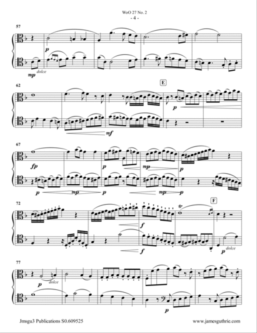 Beethoven: Duet WoO 27 No. 2 for Viola & Cello String Duet scores gallery preview page 4