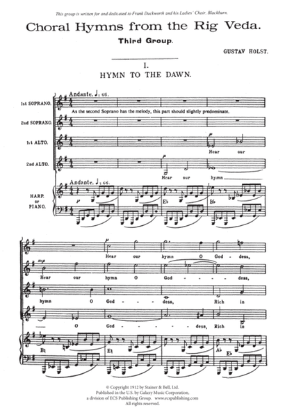 Choral Hymns from the Rig-Veda, Group 3 (Downloadable)