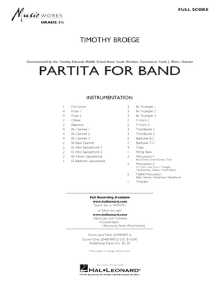 Partita for Band - Conductor Score (Full Score)