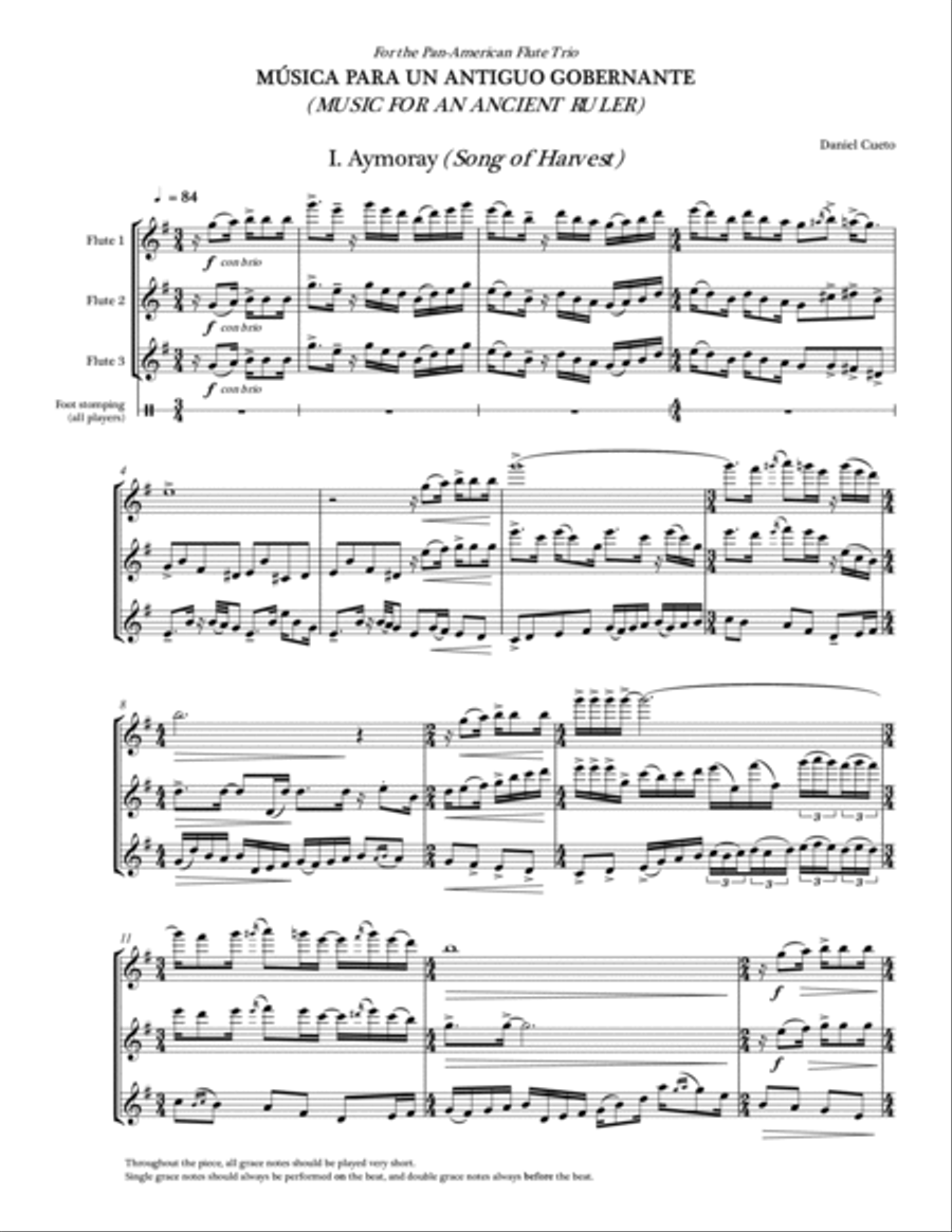 MUSICA PARA UN ANTIGUO GOBERNANTE (Music for an Ancient Ruler) for flute trio Flute Trio scores gallery preview page 2