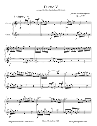 Quantz: Duetto Op. 2 No. 5 for Oboe Duo