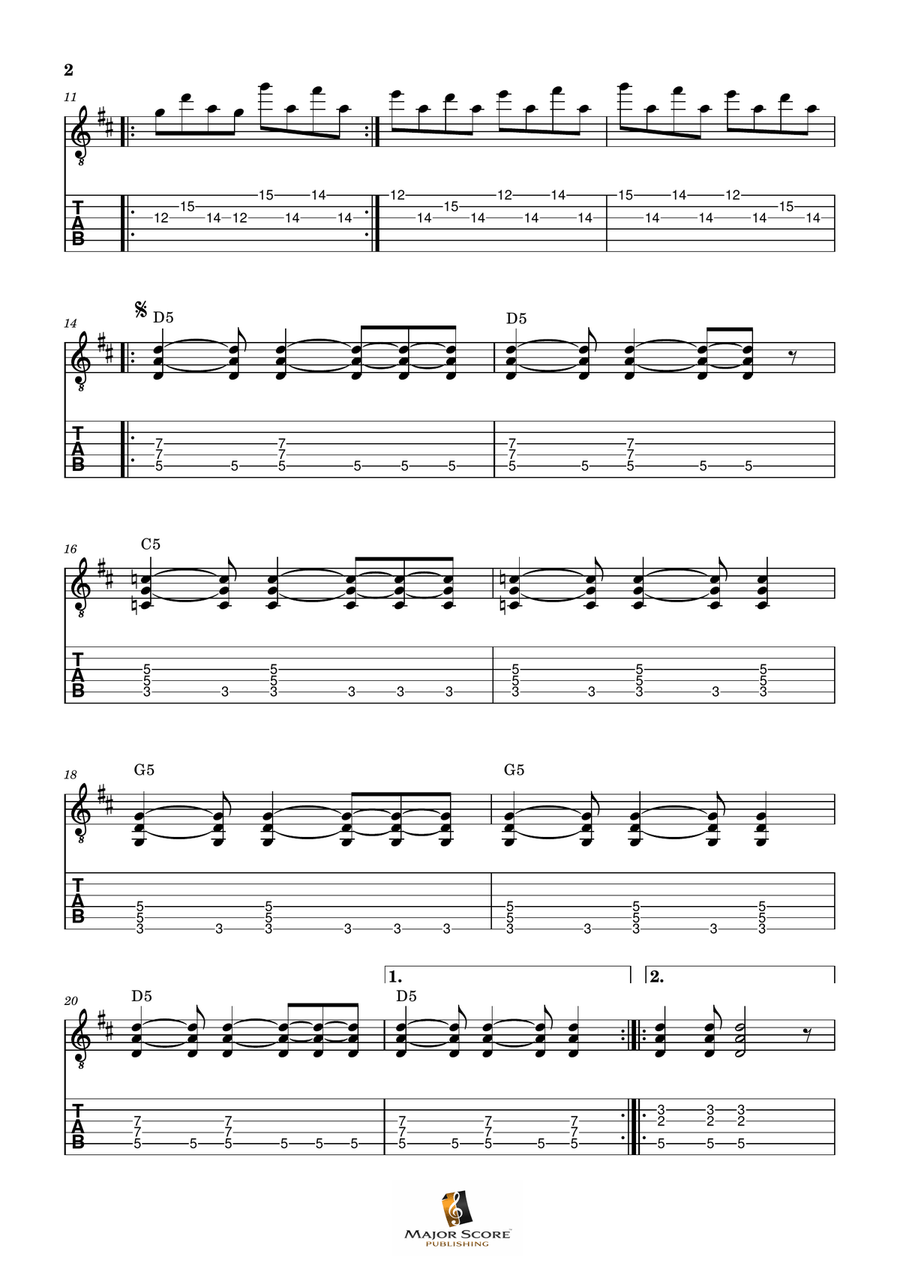 Sweet Child O' Mine Guitar Tablature scores gallery preview page 2