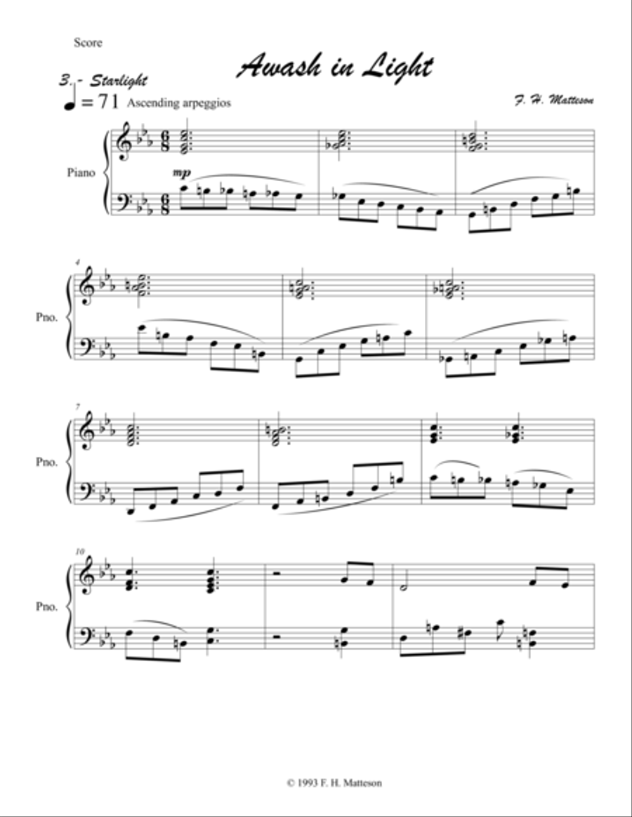 Awash in Light - Third Movement, Starlight Piano Solo scores gallery preview page 1