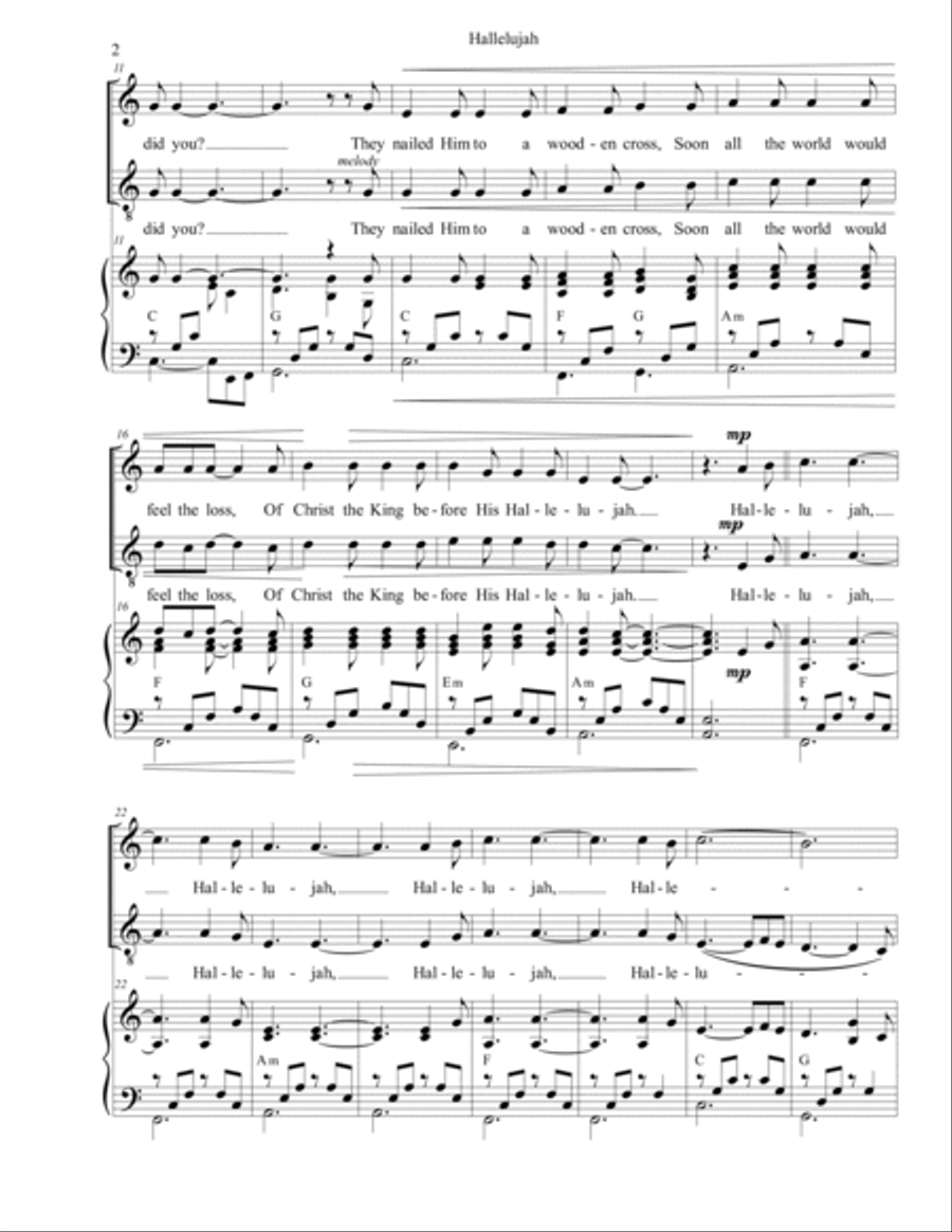 Hallelujah Easy Piano scores gallery preview page 2