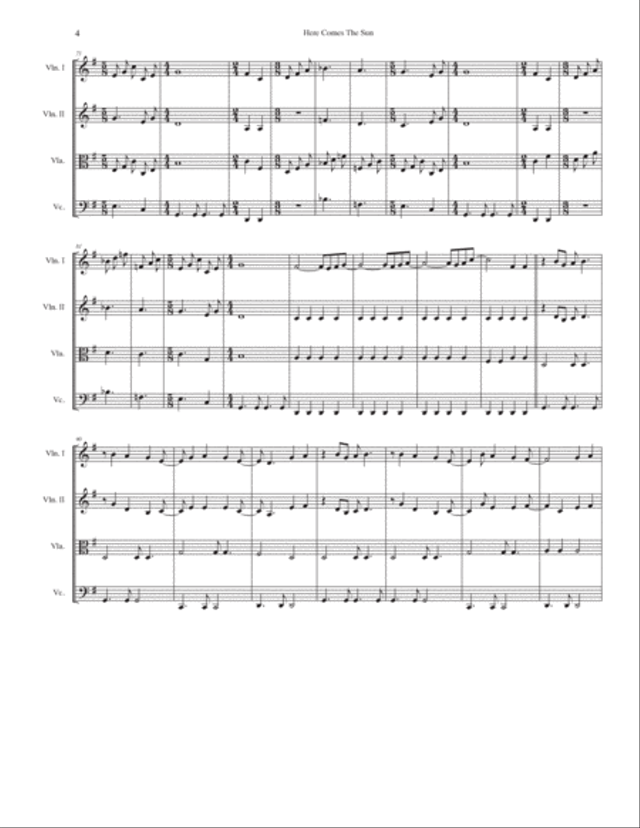 Here Comes The Sun String Quartet scores gallery preview page 4