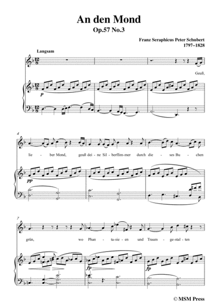 Schubert-An den Mond,Op.57 No.3(D.193),in d minor,for Voice&Piano image number null