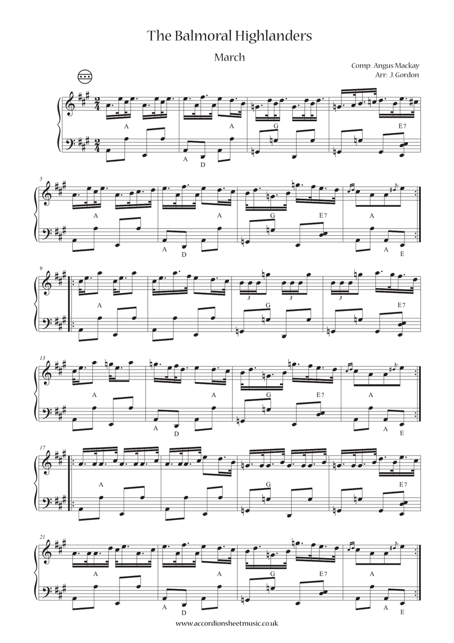 The Balmoral Highlanders Accordion scores gallery preview page 1