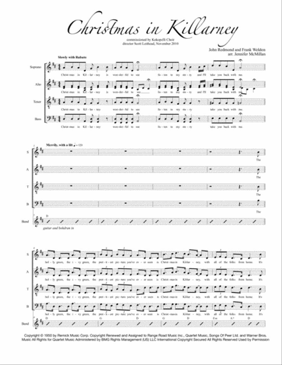 Christmas In Killarney Christmas In Killarney 4-Part scores gallery preview page 1