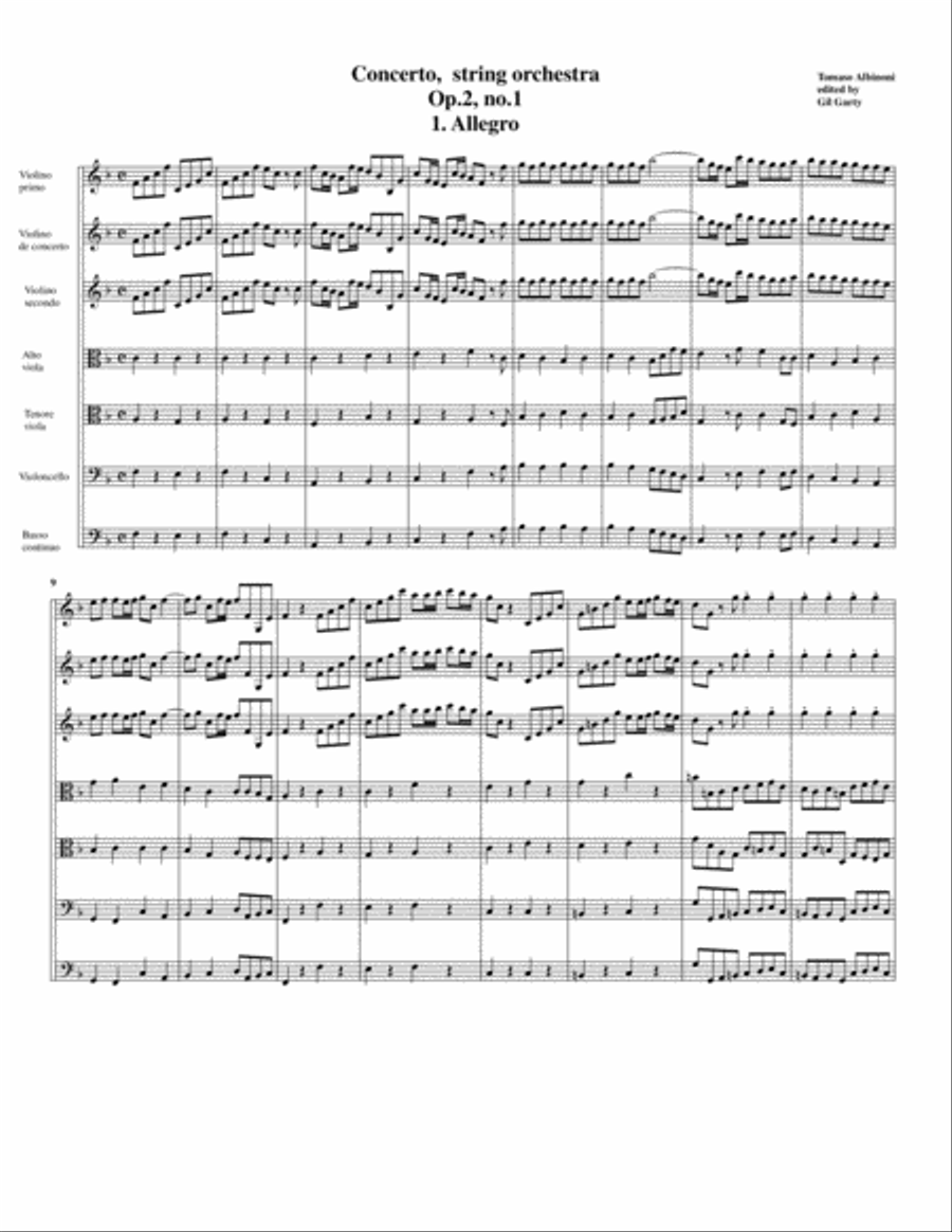 Concerto, string orchestra, Op.2, no.1, F major (Original version) String Orchestra scores gallery preview page 2