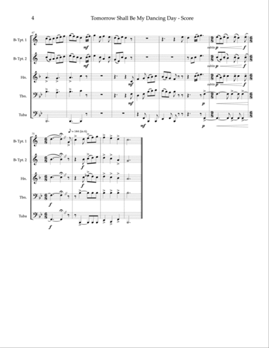 Tomorrow Shall Be My Dancing Day - brass quintet Brass Quintet scores gallery preview page 6