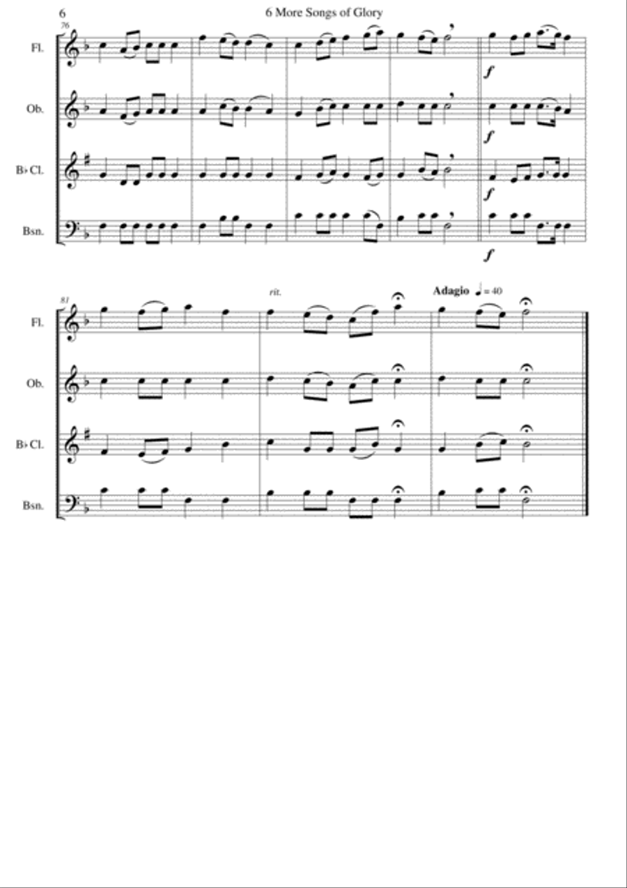 6 more Songs of Glory for wind quartet image number null