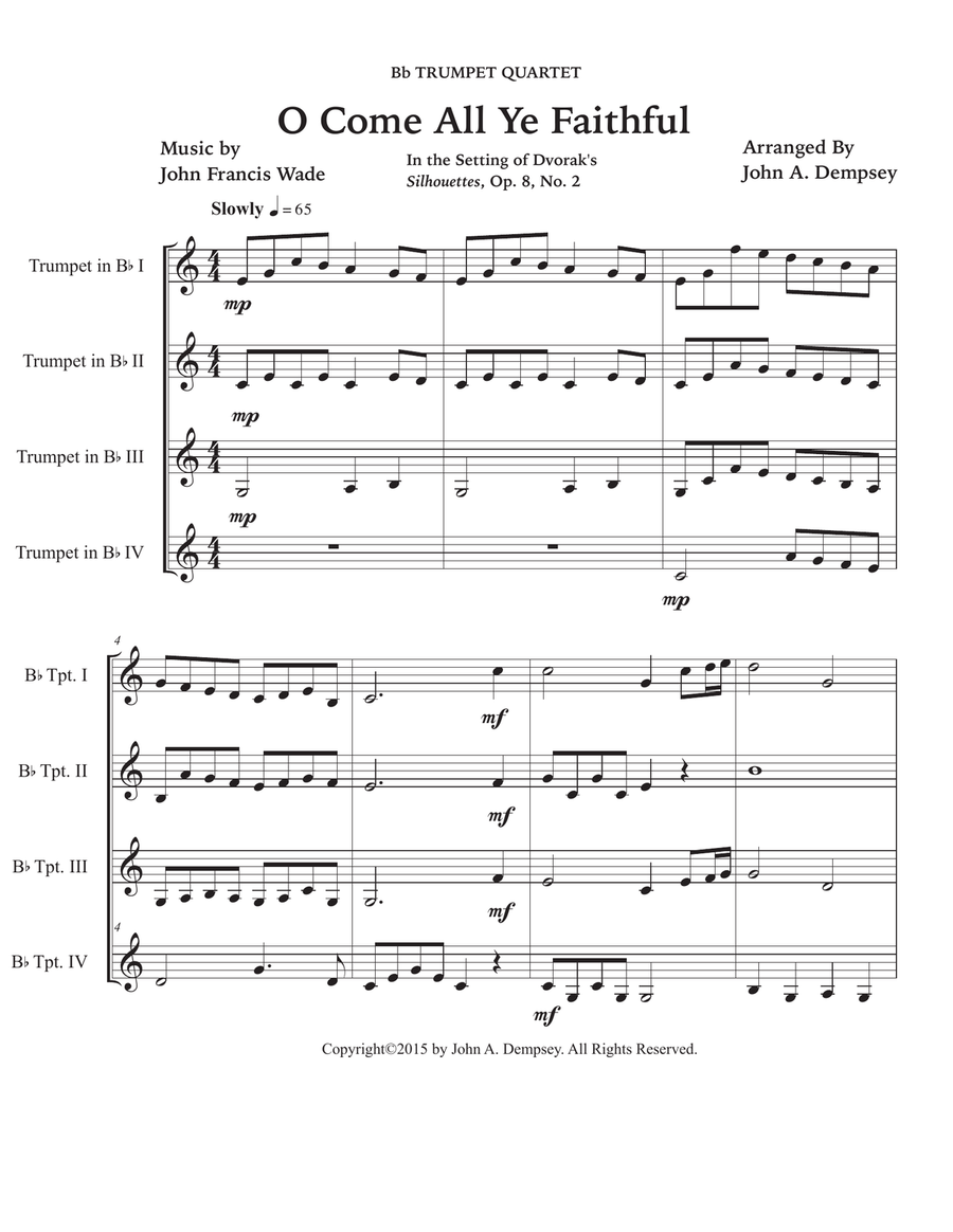 O Come All Ye Faithful (Trumpet Quartet) Brass Quartet scores gallery preview page 5