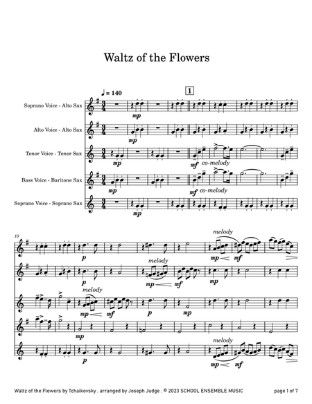 Waltz Of The Flowers by Tchaikovsky for Saxophone Quartet in Schools image number null