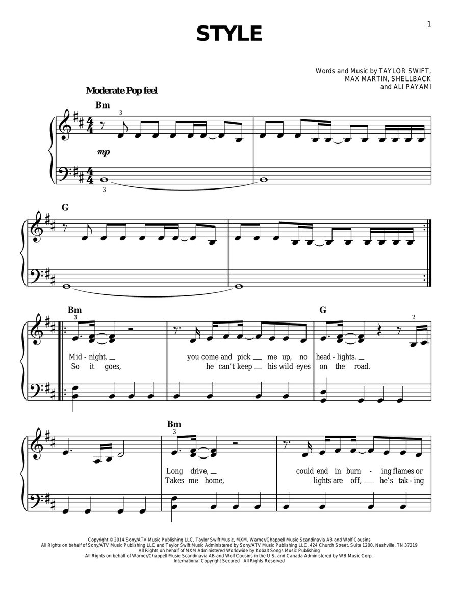 Style Easy Piano scores gallery preview page 1
