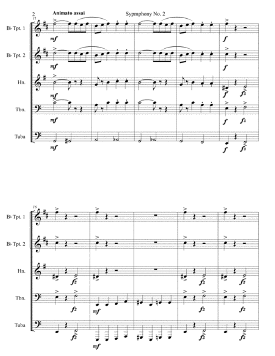 Symphony No. 2 Movement 1 Brass Ensemble scores gallery preview page 2
