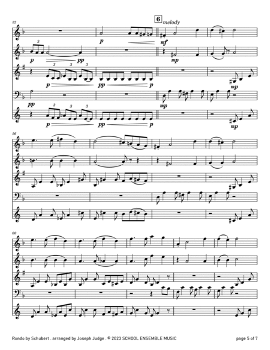Rondo by Schubert for Woodwind Quartet in Schools Woodwind Quartet scores gallery preview page 5
