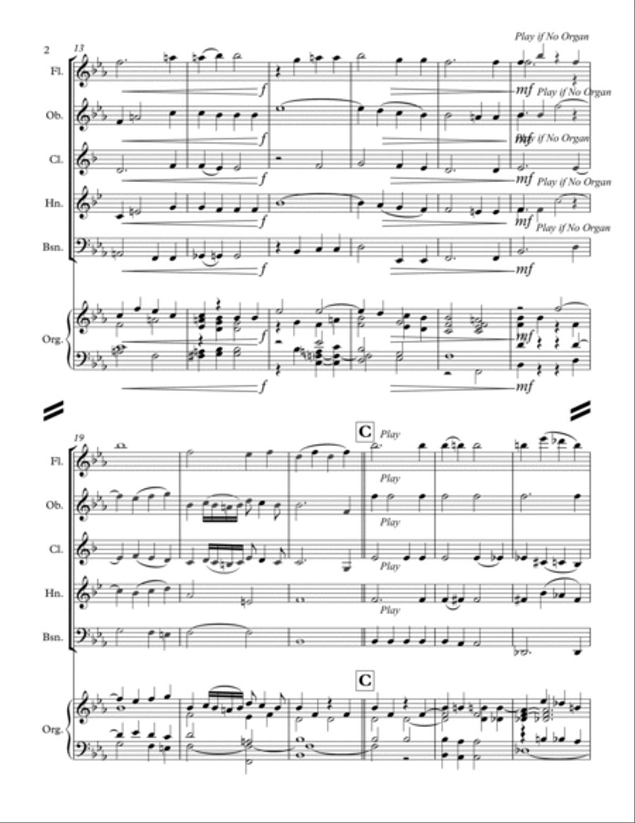 Mozart - Ave Verum Corpus (for Woodwind Quintet and Optional Organ) Woodwind Quintet scores gallery preview page 3