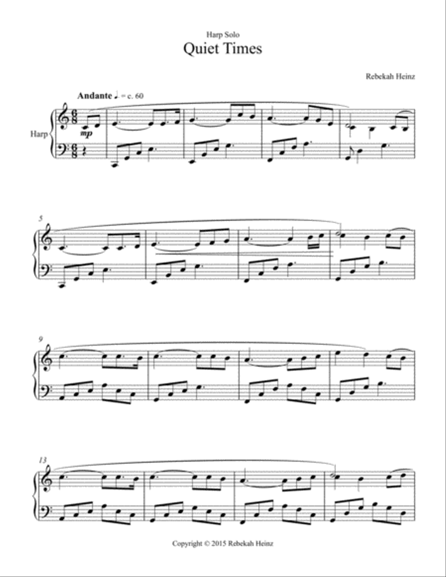 Quiet Times - for solo harp Harp scores gallery preview page 2