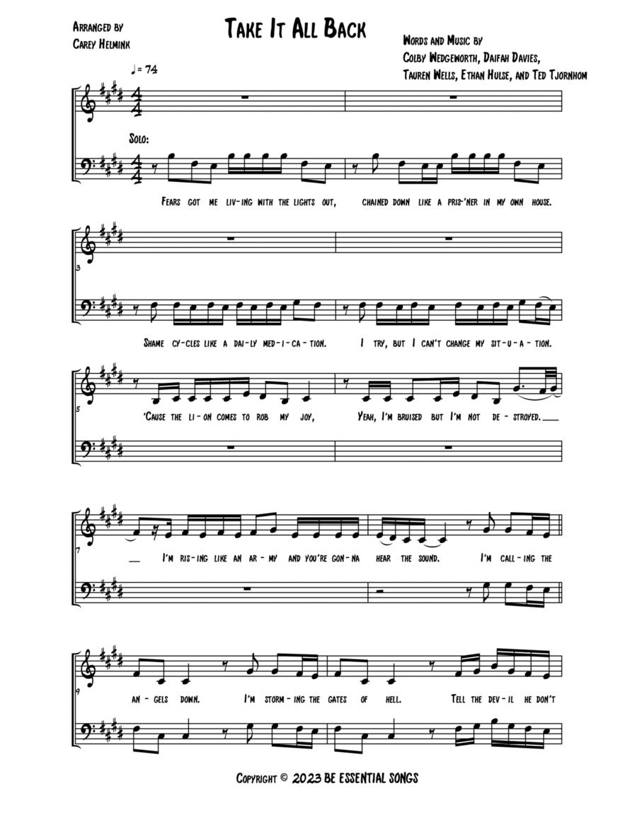 Take It All Back 4-Part scores gallery preview page 1
