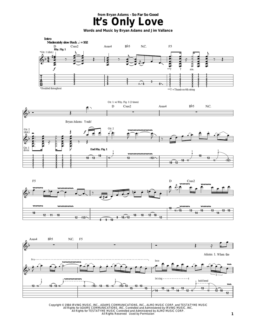 It's Only Love Acoustic Guitar scores gallery preview page 1