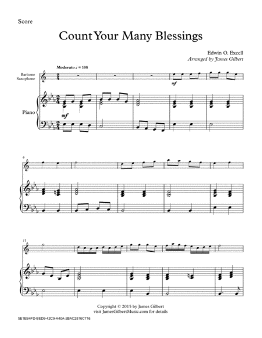 Count Your Many Blessings Baritone Saxophone scores gallery preview page 1