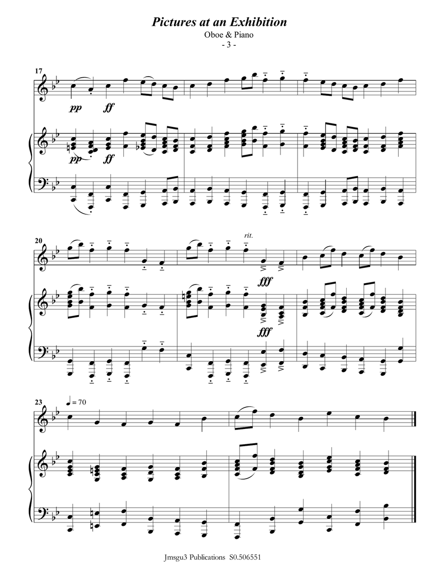 Mussorgsky: Pictures at an Exhibition for Oboe & Piano Piano scores gallery preview page 3