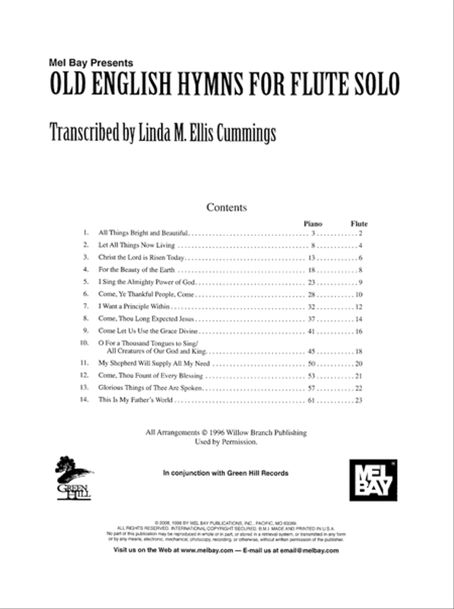 Old English Hymns for Flute Solo Oboe scores gallery preview page 2