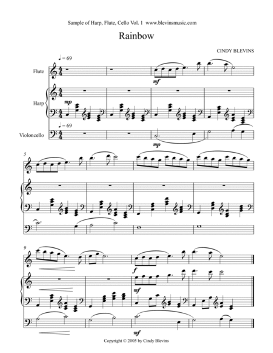 Cindy Blevins for Harp, Flute and Cello, Vol. 1 Flute scores gallery preview page 3