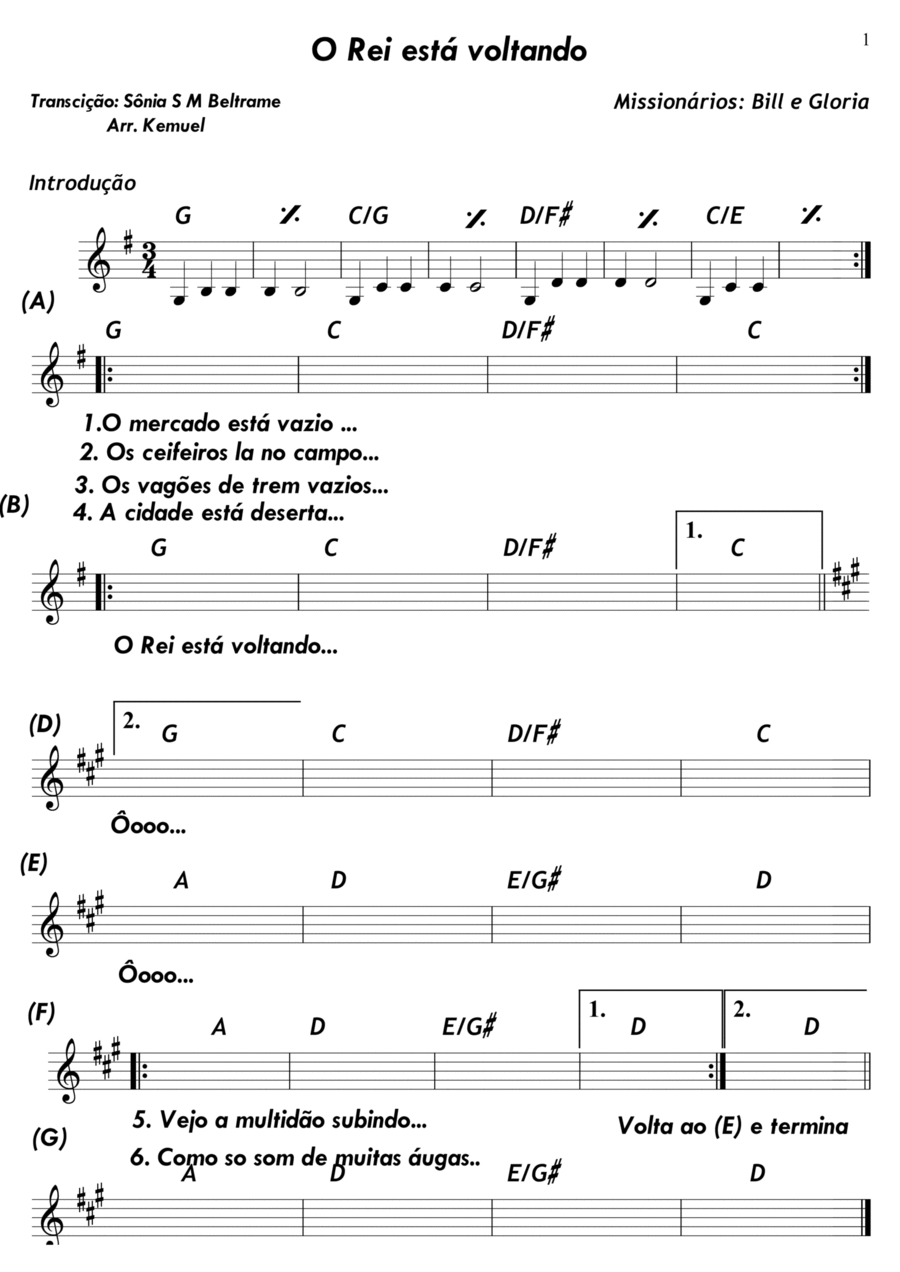 O Rei Está Voltando Piano Solo scores gallery preview page 1