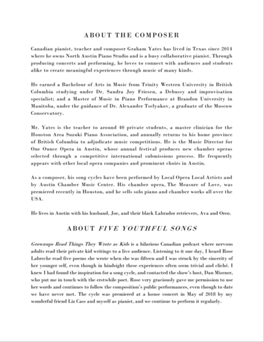 Five Youthful Songs Five Youthful Songs Voice scores gallery preview page 3