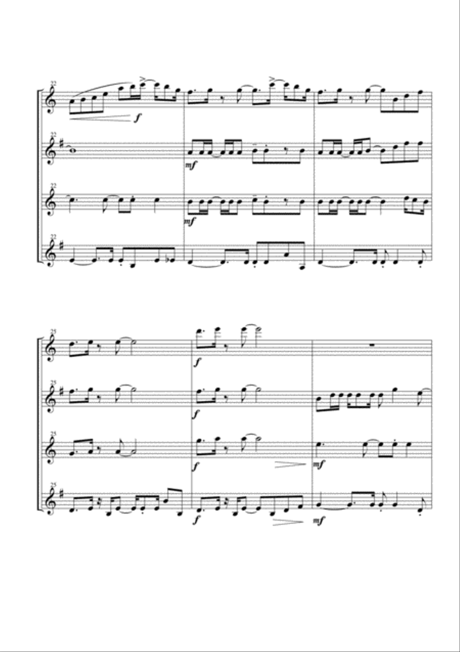 Dancing Queen Woodwind Quartet scores gallery preview page 4