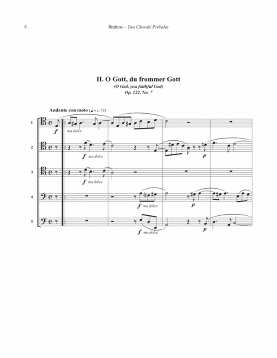 Two Chorale Preludes from Op. 122 for Five Trombones